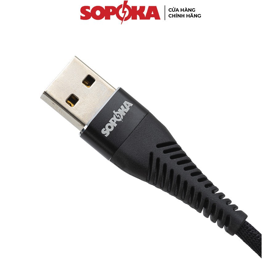 Cáp sạc nhanh Type C SOPOKA TC01 TC02 3,5A tốc độ 450Mb/s 2 màu đen, đỏ