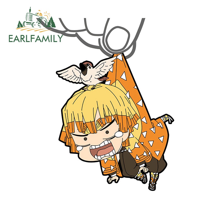 Earlfamily 13cm Demon Slayer Anime Xe Dán Windows Decal Phụ Kiện Xe Máy Chống Nước RV JDM Campervan