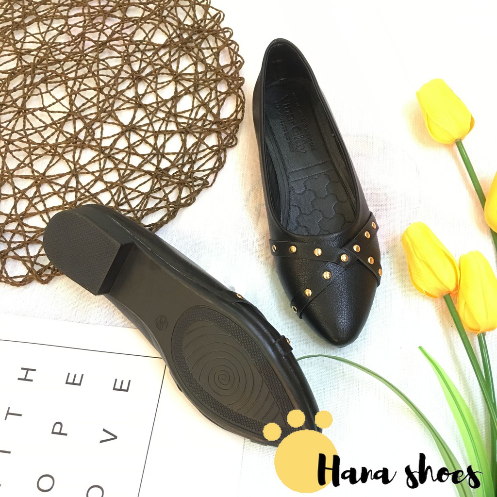 Hình thật - Giày bệt búp bê nữ mũi nhọn đính đinh xinh xắn | BigBuy360 - bigbuy360.vn