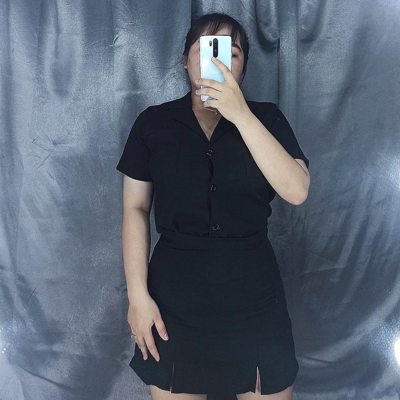 set sơ mi + váy xẻ đùi big size 60-90kg