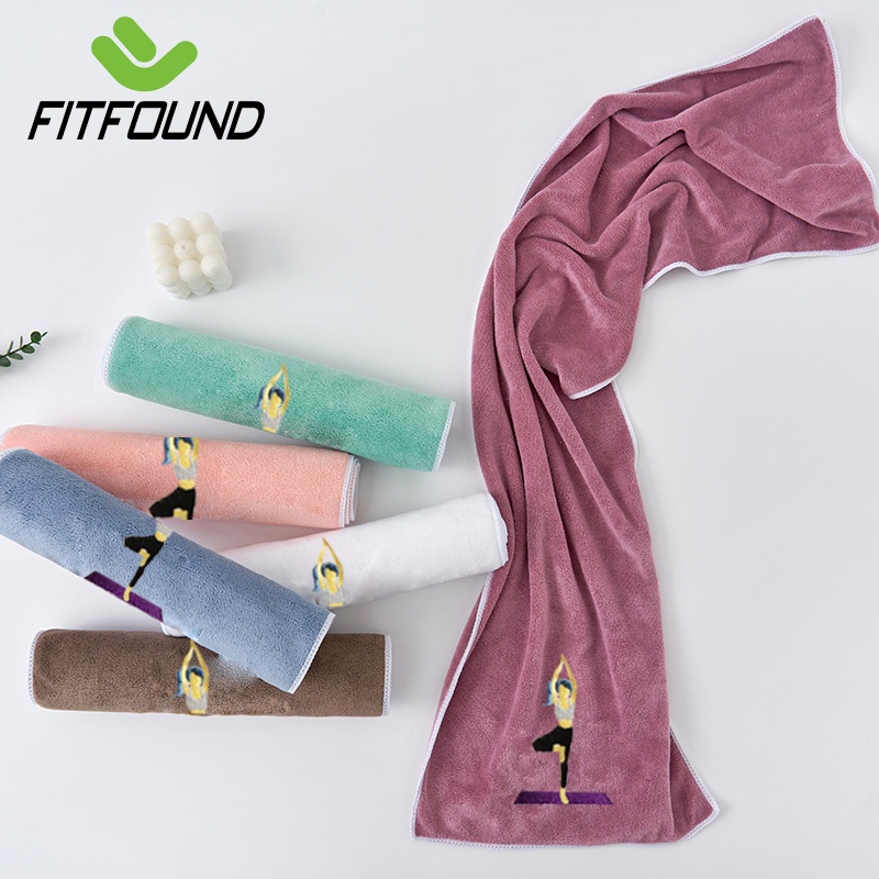 Khăn Vải Cotton Thể Thao Tập Gym Yoga Pilates Lau Thấm Mồ Hôi Thêu Hình Cô Gái