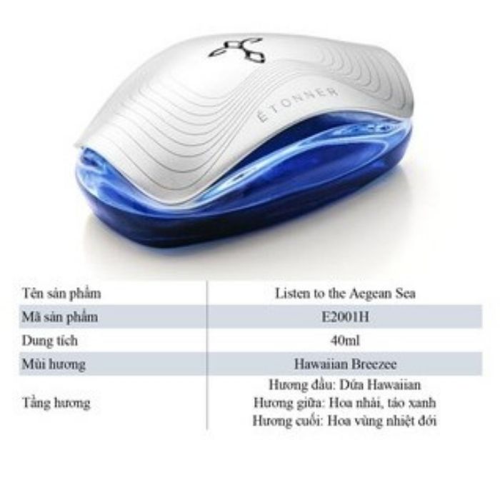 Nước Hoa Ô tô Cao Cấp Etonner Listen To The Aegean Sea E2001H 40ml thiết kế để taplo xe sang trọng