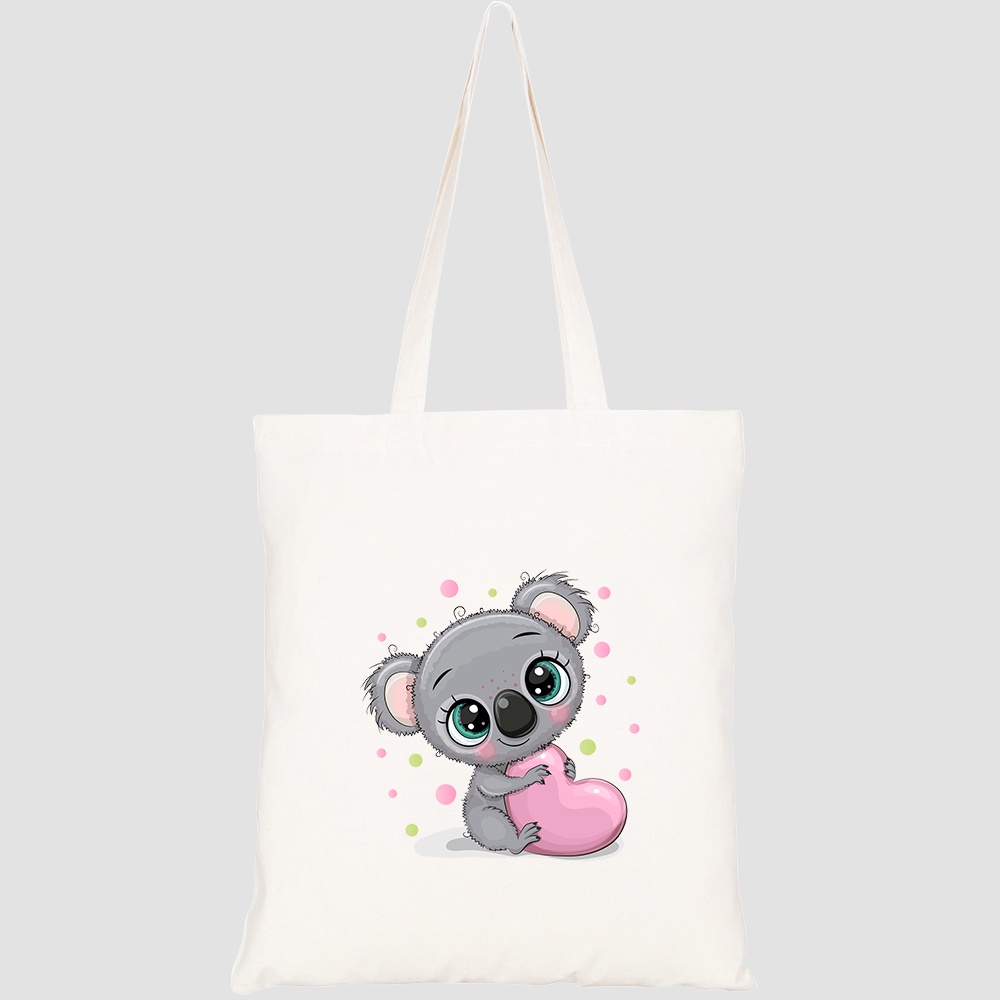 Túi vải tote canvas HTFashion in hình cute cartoon koala heart isolated HT385