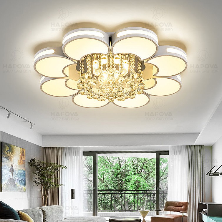 Đèn ốp trần, đèn trần phòng khách bằng pha lê HAPOVA NAVI 0903