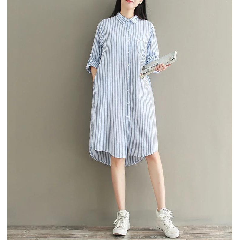 (HÀNG ORDER) Váy sơ mi kẻ sọc M0124