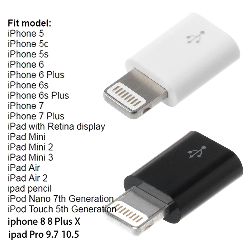 Bộ chuyển đổi micro USB sang Lightning cho Apple iPhone 5 5s 6 6s 7 8 Plus X