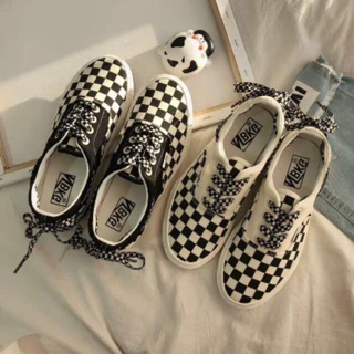 (Sẵn 37/38/39/ Ảnh thật) Giày ulzzang kẻ buộc nơ dáng ulzzang