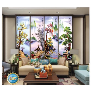 Tranh đính đá tứ quý khổ lớn KT 146x100 cm