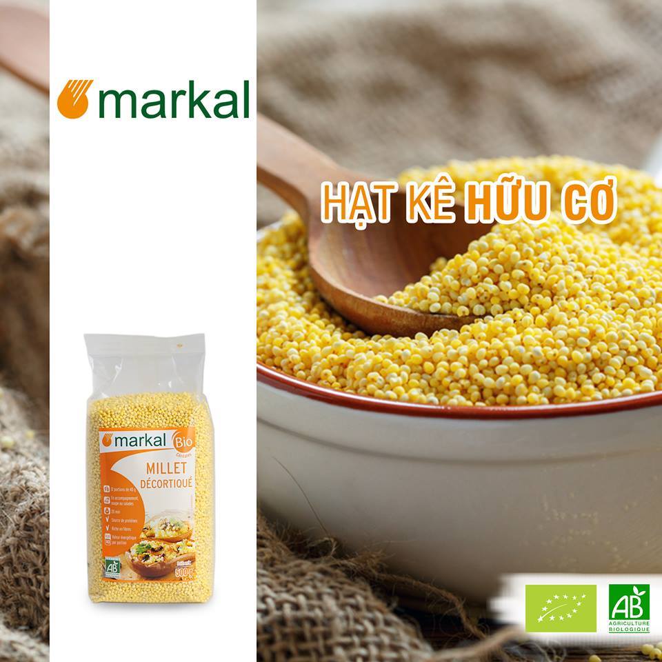 Hạt kê hữu cơ đã bóc vỏ Markal 500g - Pháp - hạt kê cho bé ăn dặm