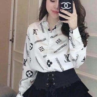 [giá rẻ] áo sơ mi nữ LV, lụa thái không nhăn