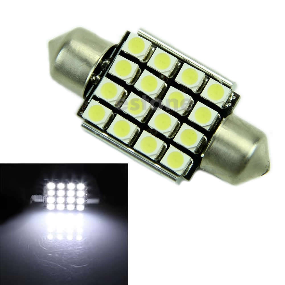 Đèn LED 16 Bóng 12V 36mm 1210 SMD Ánh Sáng Trắng Chất Lượng Cao Dành Cho Xe Hơi