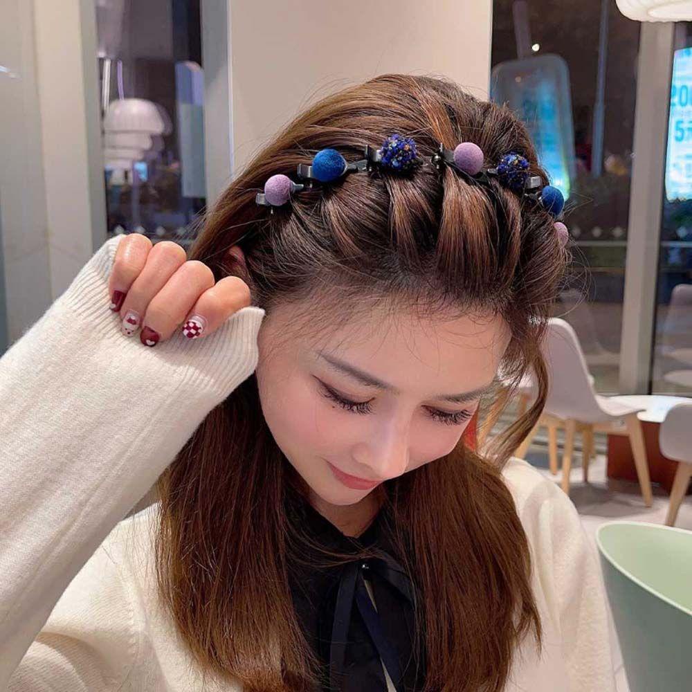 ANEMONE Băng Đô Cài Tóc Vải Nhung Gắn Quả Bông Xinh Xắn Cho Nữ