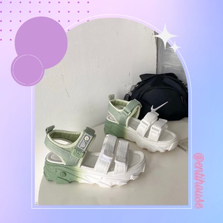 {HCM / CÓ SẴN / ẢNH THẬT}  GIÀY SANDAL ĐẾ XUỒNG QUAI HẬU CHO NỮ OMBER XANH SIZE 38