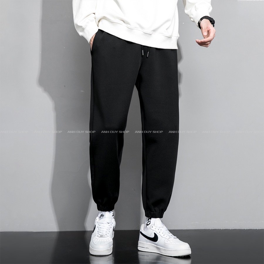 Quần Jogger Nam Nữ Trơn Basic Ống Rộng Thun Da Cá Phong Cách Thể Dục Thể Thao Unisex ANH DUY SHOP JGV22