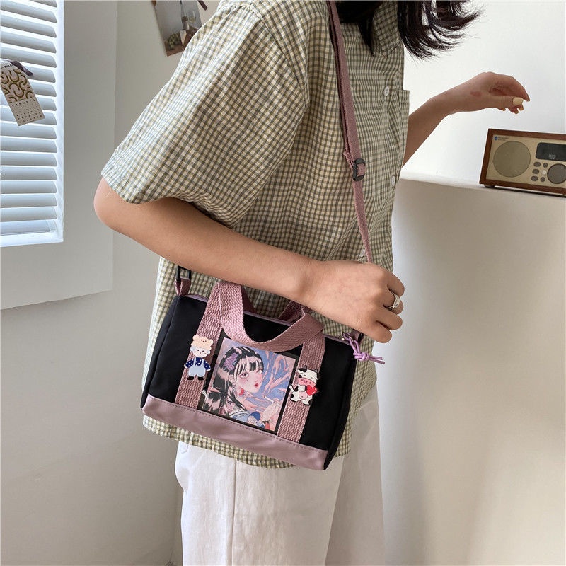 Túi đeo vai bằng vải canvas độc đáo thời trang mùa hè cho nữ sinh