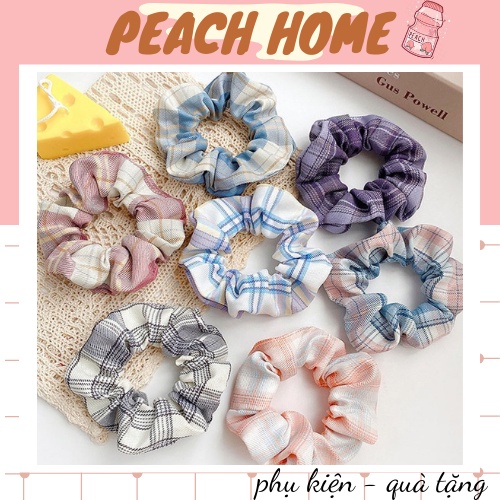 Dây Buộc Tóc Vải Scrunchies Họa Tiết Caro Trái Tim Nhiều Màu Xinh Xắn Đáng Yêu Phong Cách Hàn Quốc Cột Tóc Cho Nữ Cute