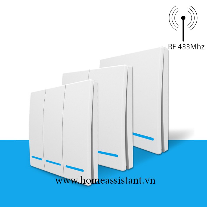 Công Tắc Phát Sóng RF 433Mhz Nút Bấm Điều Khiển Từ Xa Dán Tường Hình Vuông RFX01