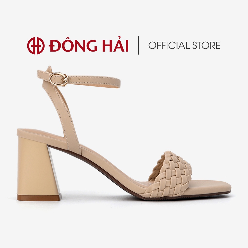 Giày Sandal nữ Đông Hải đế vuông thiết kế quai quai hoạ tiết Intrecciato cách điệu cao 7cm - S81K7