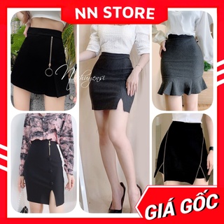 Chân váy công sở nữ chất thun umi cao cấp co giãn phom ôm dáng ôm body phối kiểu xẻ tà xếp li dễ thương Chân váy MT