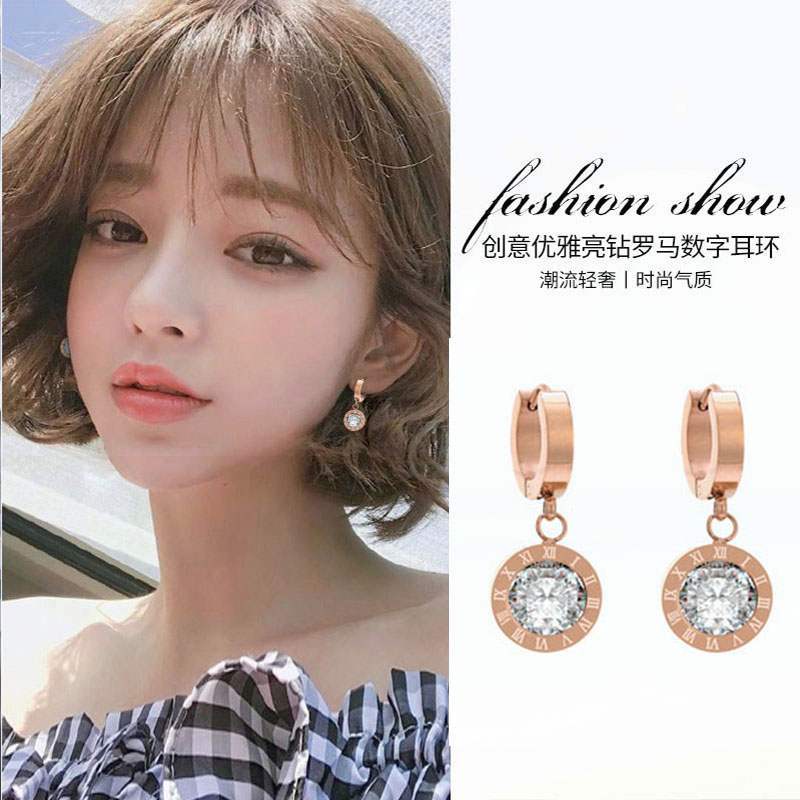 Khuyên Tai Thép Titan Cao Cấp Đính Đá Zircon Cao Cấp