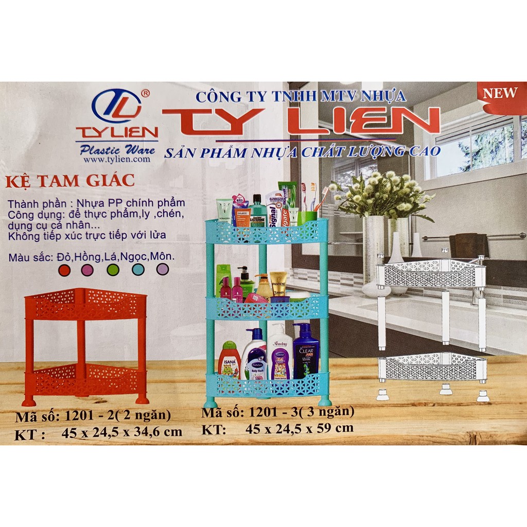 Kệ nhựa tam giác 2 tầng đựng đồ nhà tắm, góc tường tiết kiệm không gian