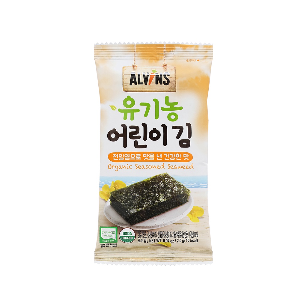 Rong biển miếng hữu cơ organic ăn liền Alvins cho bé ăn dặm date 2/2024