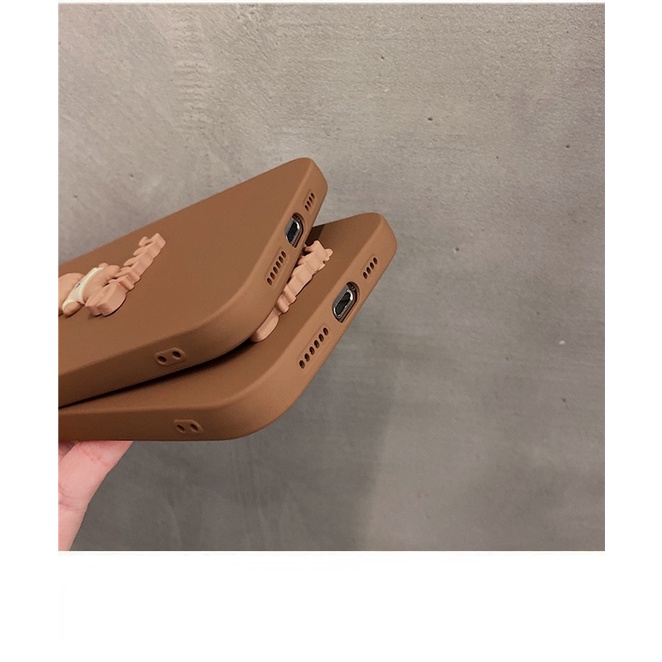 Ốp Điện Thoại Silicon Ba Chiều Hình Gấu Nâu Cho iphone15 pro max 14 / 13 / 12 / 11 pro max x / xr xs 8plus 7p