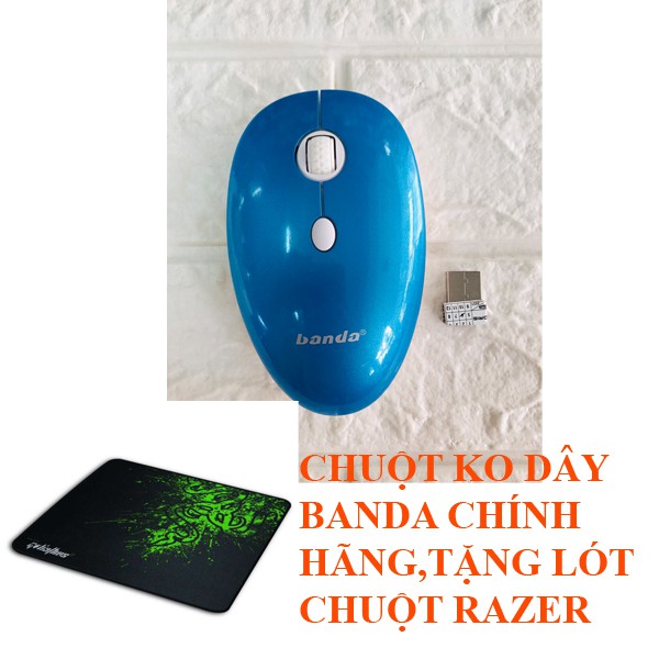 COMBO CHUỘT KHÔNG DÂY BANDA Q2 CHÍNH HÃNG TẶNG LÓT CHUỘT RAZER