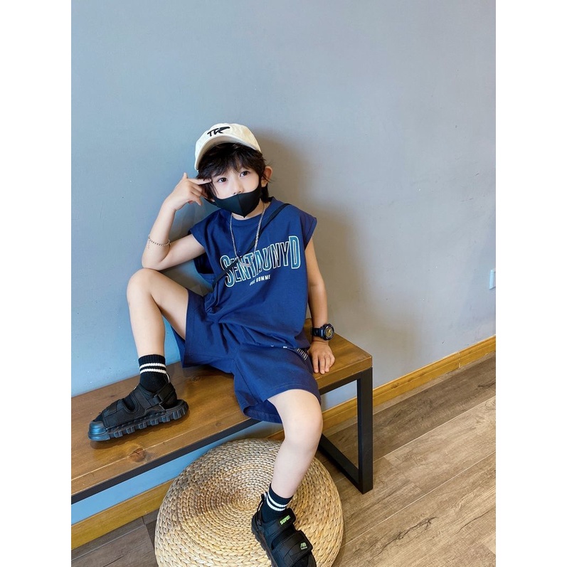 Bộ Quần Áo Cotton Không Tay Dáng Rộng In Họa Tiết Hoạt Hình Phong Cách Hàn Quốc Thời Trang Mùa Hè Cho Bé Trai