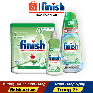 Viên Gel rửa chén bát hữu cơ sinh học Finish Eco 0%