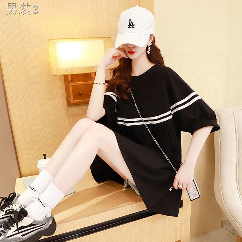 ☄✿cotton mùa hè váy bầu bà thời trang, nhỏ, suông, kiểu tây, ngắn lưới a-line nổi tiếng