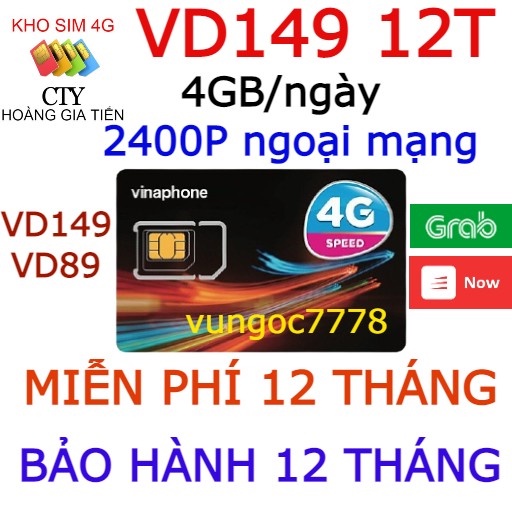 [ MIỂN PHÍ 1 NĂM] SIM 4G VINA BIG50Y GV89 FHAPPY U1500 VD149 GỌI MIỄN PHÍ SD 12T KHÔNG NẠP TIỀN