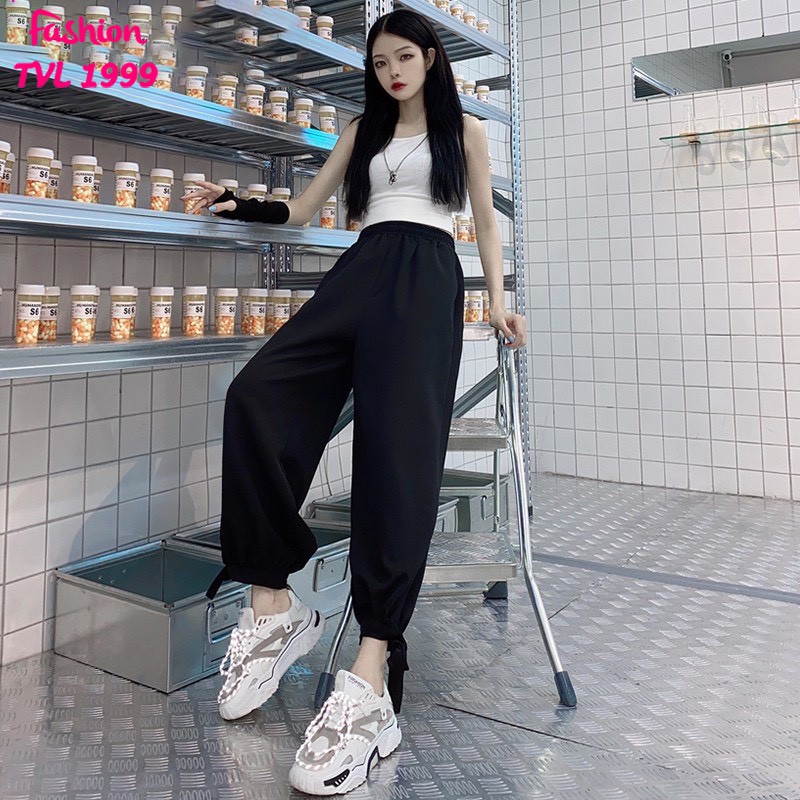 Quần ống rộng nữ TVL1999 kiểu dáng quần jogger cá tính gấu thắt nơ siêu đáng yêu | BigBuy360 - bigbuy360.vn