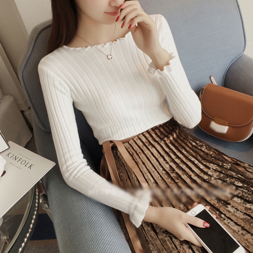 Áo Dệt Kim Tay Dài Màu Trơn Chất Liệu Co Giãn Thoải Mái | BigBuy360 - bigbuy360.vn