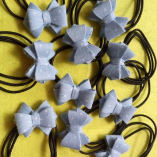 Combo 10 cột tóc nơ xanh chấm bi. Nơ xinh