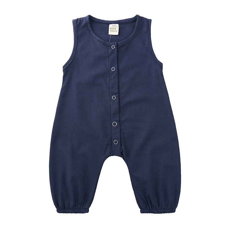 Áo liền quần Cotton SáT NáCh MàU Trơn Cho Bé Trai / GáI (6-24 TháNg)