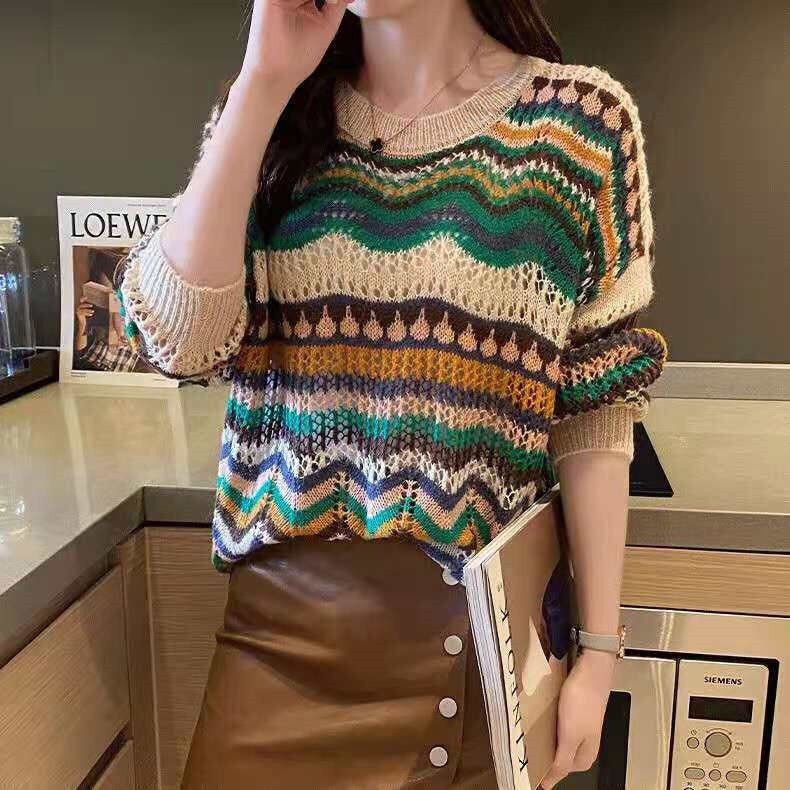Áo len nữ mỏng oversize kiểu dáng cá tính hàng len QC