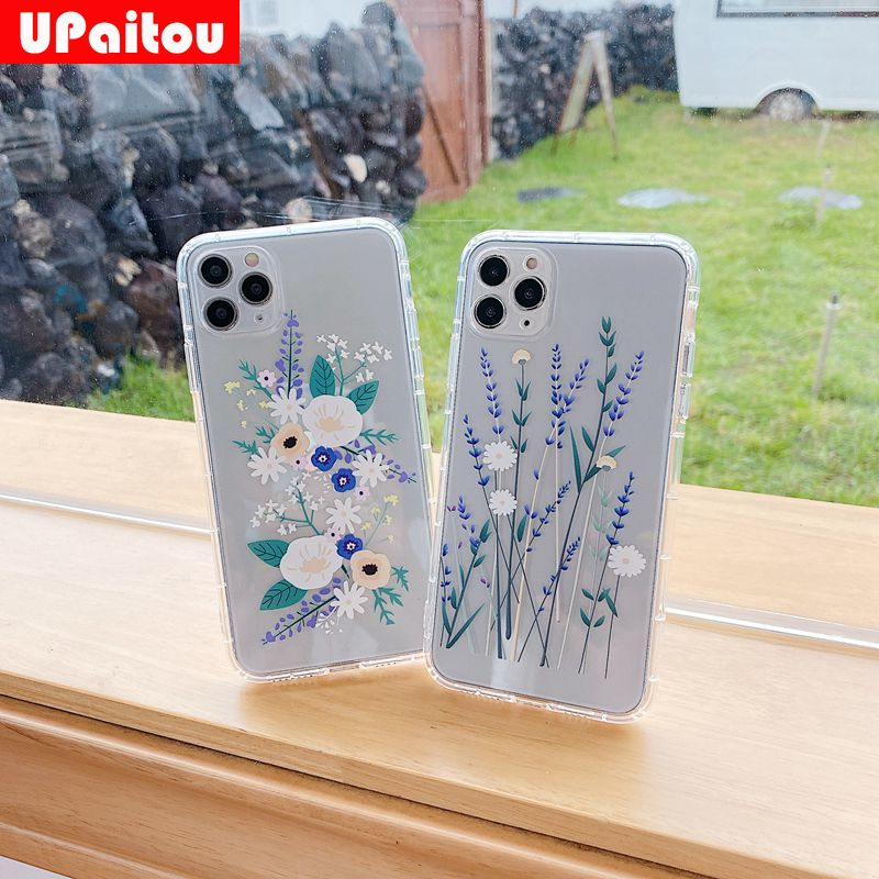 iPhone 12 Mini Pro Max SE 2 11 Pro Xs Max XR X 6 6s 7 8 Plus Ốp điện thoại mềm trong suốt hình hoa cho