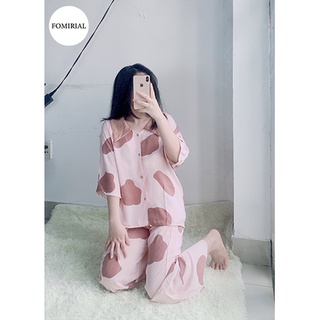 Đồ Ngủ Đồ Bộ mặc ở nhà Fomirial Quần Dài Tay Ngắn Lụa Satin siu mát thoải mái