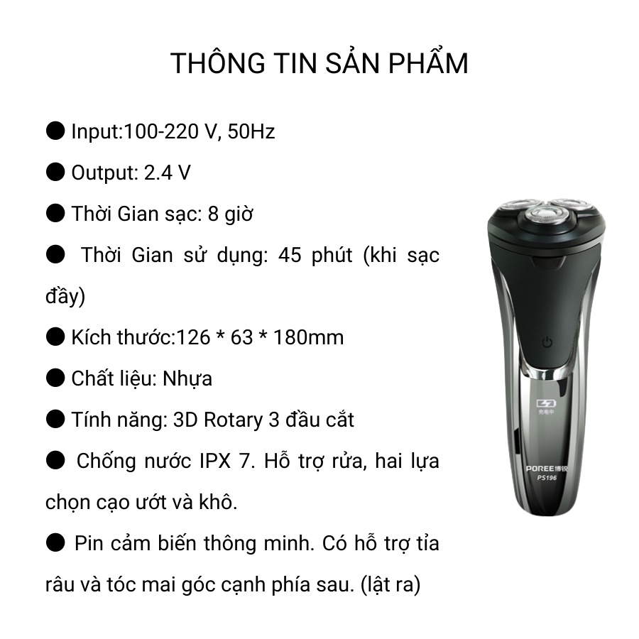 Máy cạo râu thông minh chống nước FLYCO POREE PS196, PS197 Citiso