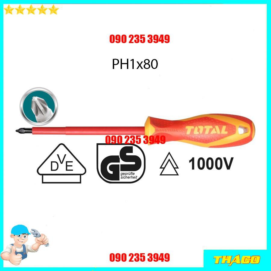 Tua vít bake cách điện 1000V Total Ingco Tuốc nơ vít bake chất liệu CR-V 1234