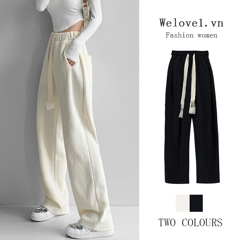Quần dài lưng cao ống rộng thời trang năng động dành cho nữ