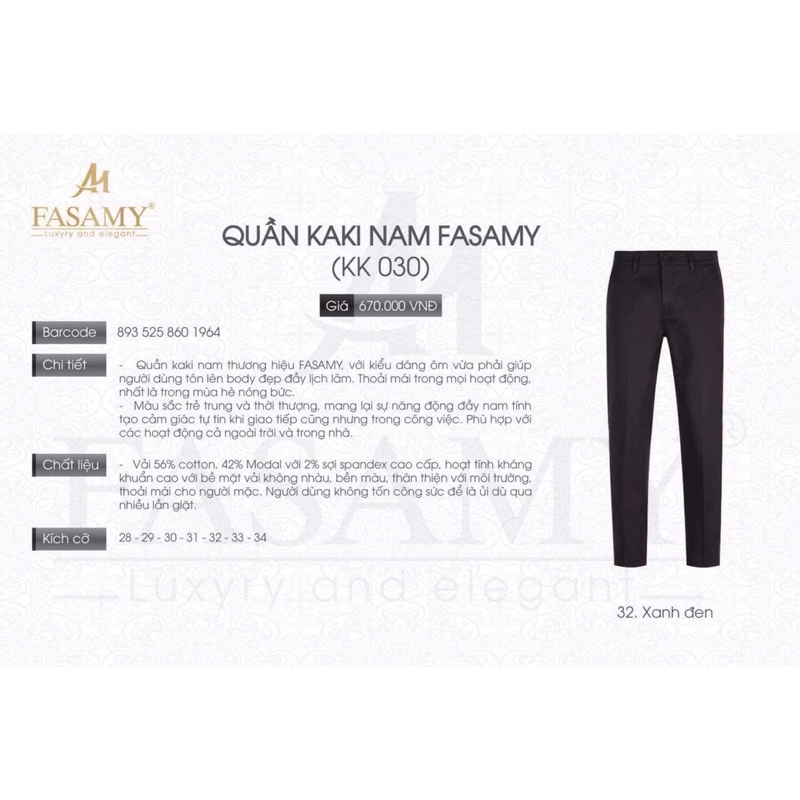 Quần Kaki Nam Fasamy