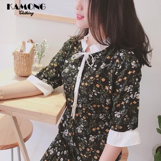 [HÌNH THẬT] ĐẦM HOA CỔ BÈO ( ĐEN )