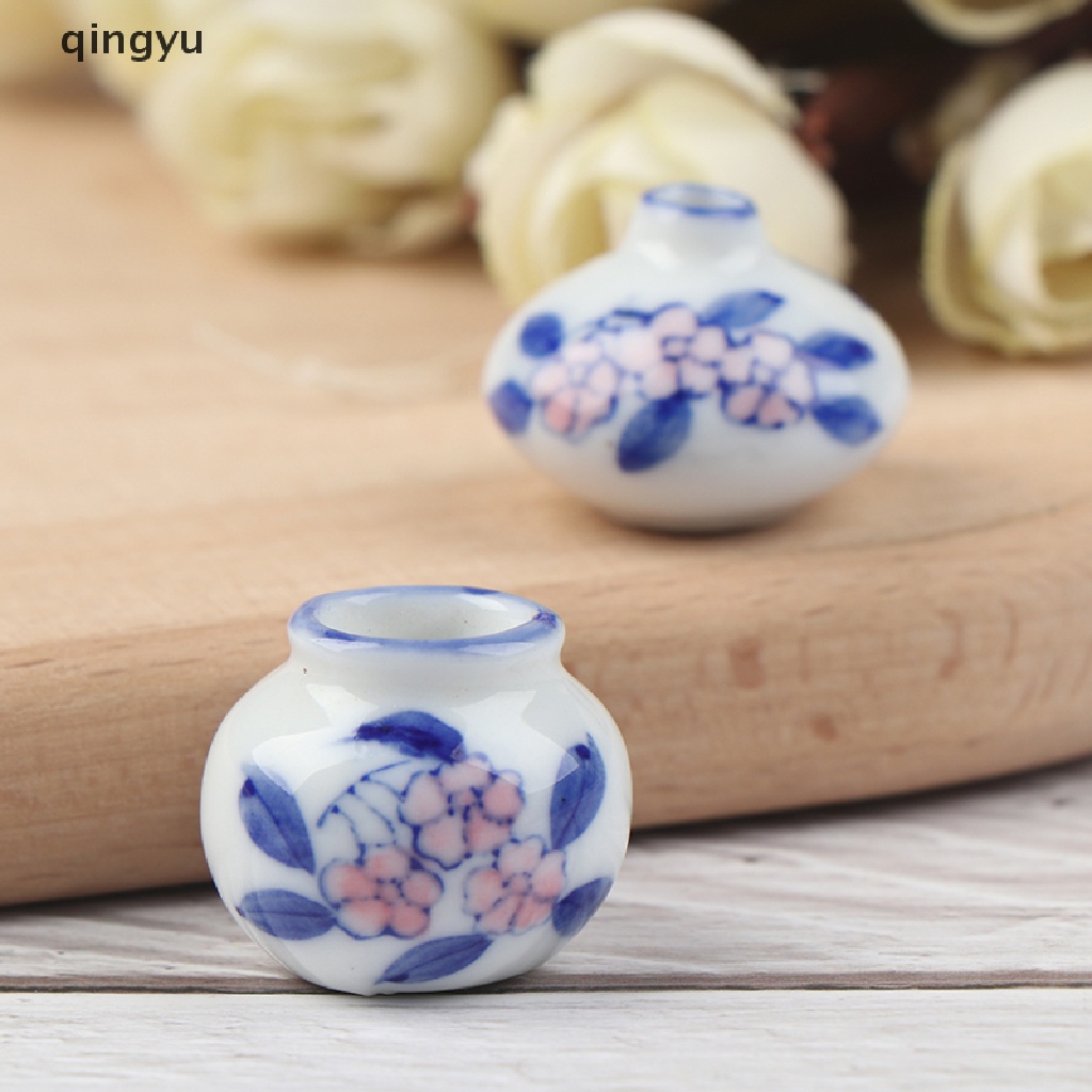 Set 2 Bình Hoa Mini Tỉ Lệ 1: 12 Dùng Để Trang Trí Nhà Búp Bê