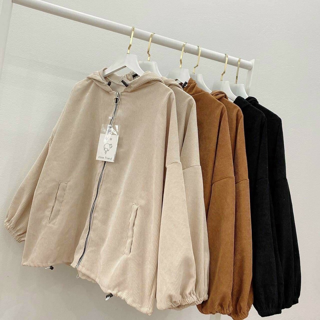 Áo khoác Nhung Gân Basic form rộng ulzzang nam nữ cực đẹp Guvia Unisex