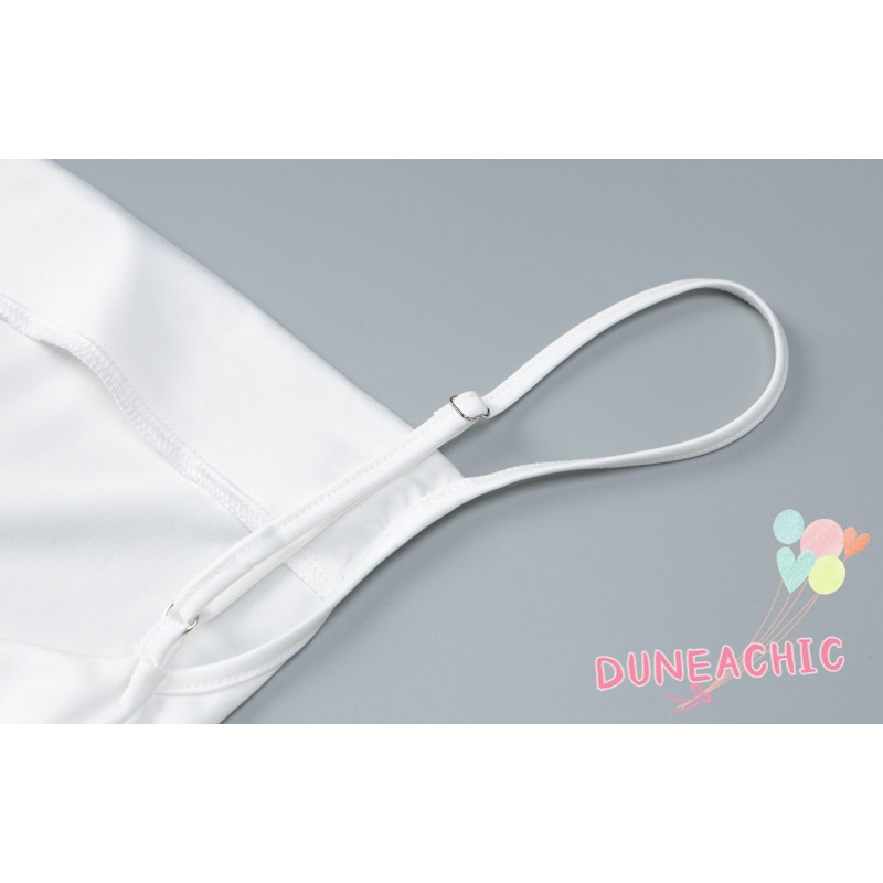 DUNEA Đầm Hai Dây Hở Lưng Màu Trơn Xẻ Tà Thời Trang Cho Nữ L0530