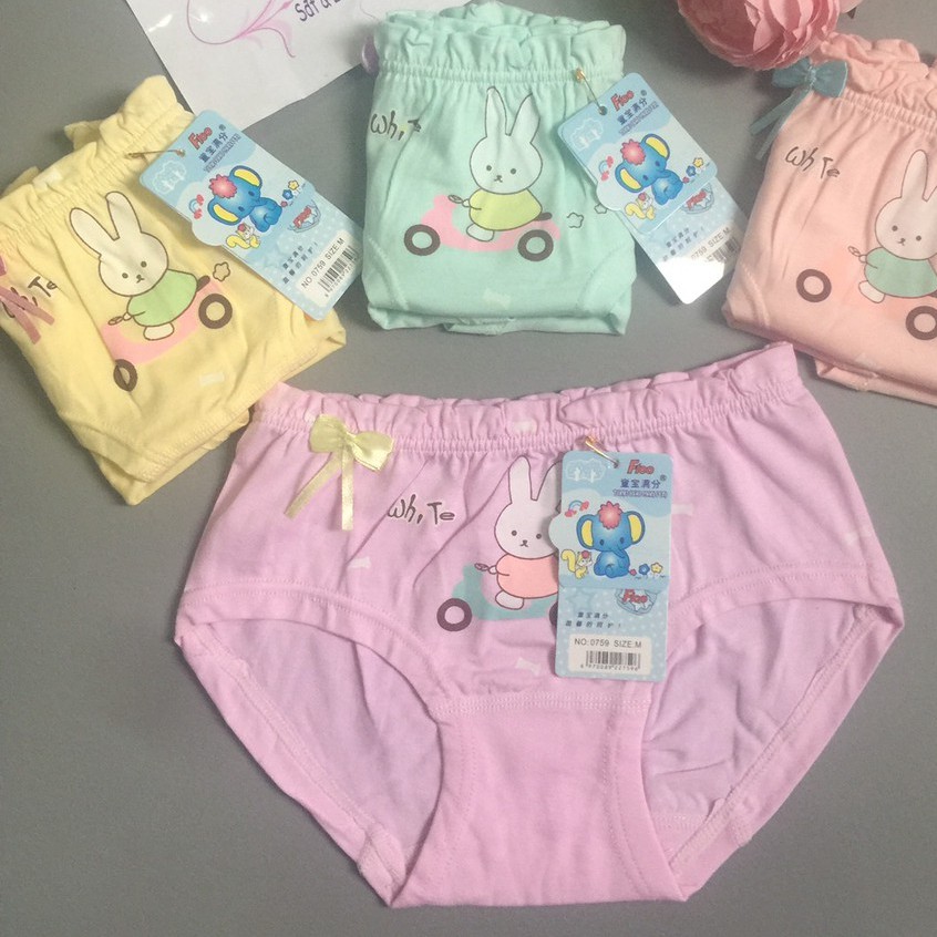 10  quần lót cho bé dạng chéo hình thỏ vải cotton 100%