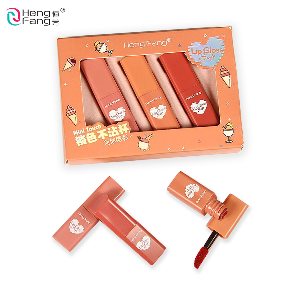 Bộ 3 son môi HengFang chống dính thành cốc thiết kế nhỏ gọn đáng yêu | BigBuy360 - bigbuy360.vn