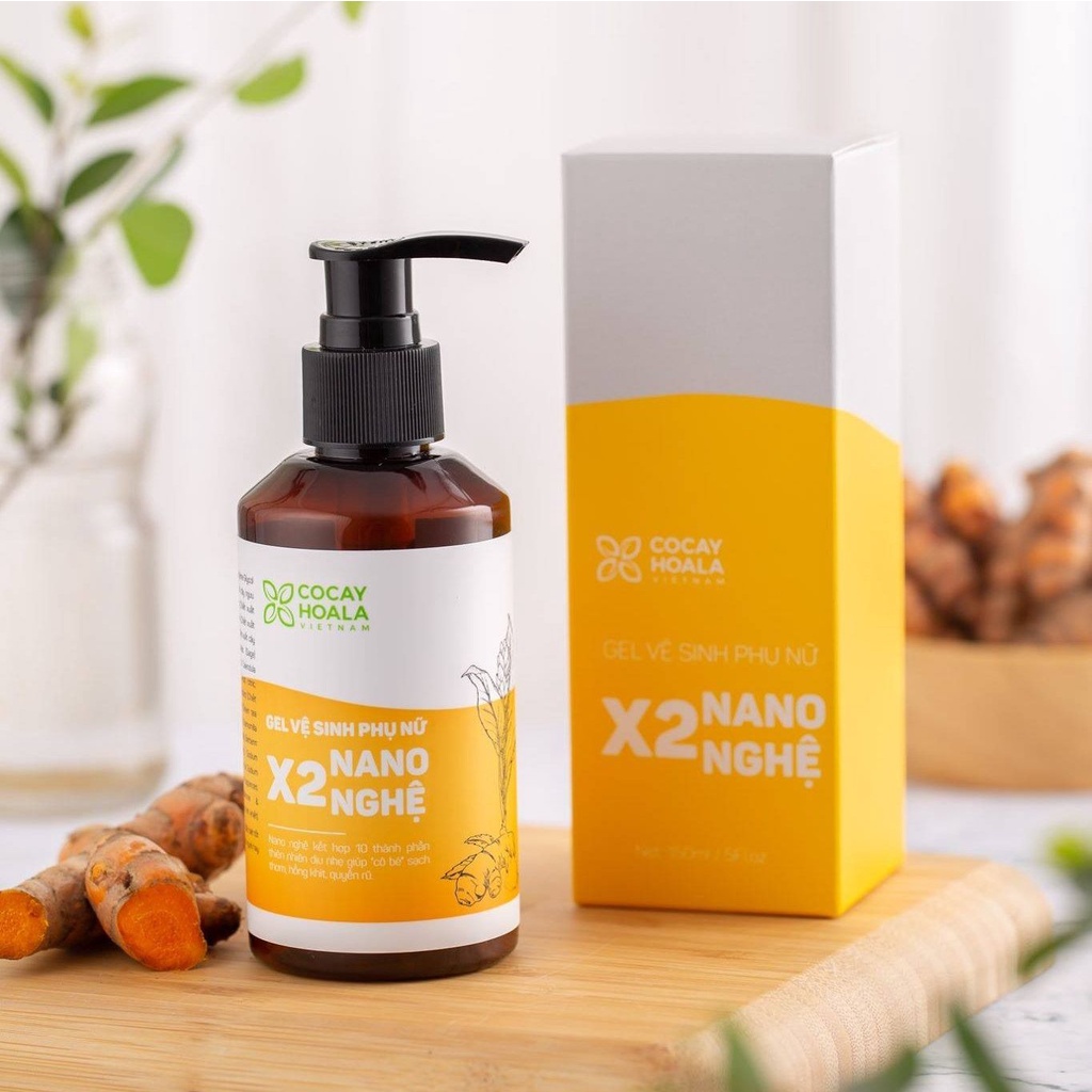 Dung Dịch Vệ Sinh Phụ Nữ Hồng Mịn Se Khít Gel X2 Nano Nghệ Cocayhoala 150ml